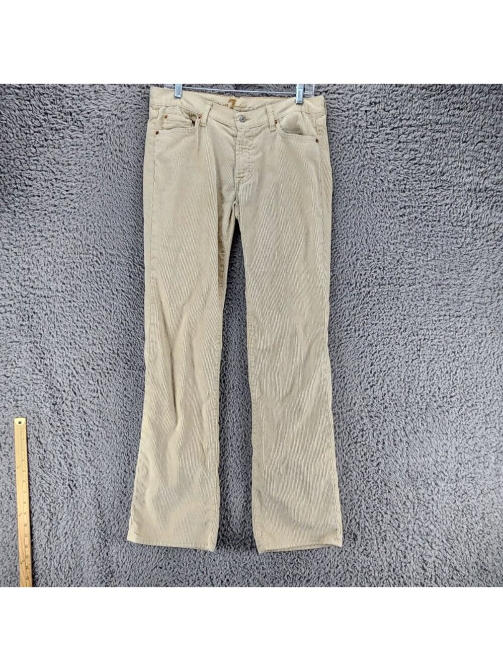 7 For All Mankind Jeans Womens 31 Tall Tan Corduroy Low Rise Bootcut